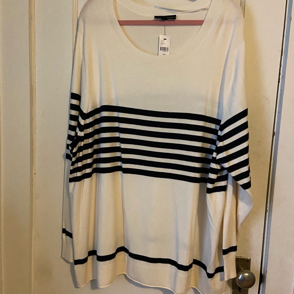 Lane Bryant White and Black Striped Women's